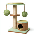 Mobili per gatti - legno-sisal-tessuto - 60x42x112 cm - verde-beige-marrone - moderno con tiragraffi e cuccia