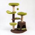 Mobili per gatti - legno-sisal-peluche - 76x50x132 cm - verde-marrone-beige - moderno con tiragraffi e cuccia