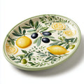 Piatti decorativi - Ceramica - 32x32x4 cm - verde chiaro-avorio-giallo-verde-nero - mediterraneo