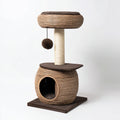 Mobili per gatti - legno-sisal-rattan-tessuto - 50x46x106 cm - beige-marrone-bianco - moderno con tiragraffi e cuccia