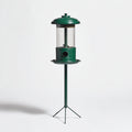 Mangiatoie per uccelli-Metallo-Plastica-28 x 28 x 115 cm-Verde-Trasparente-Classico da giardino