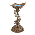 Mangiatoie per uccelli - resina - 36x36x64 cm - bronzo-verde-bianco-rosa - classico floreale