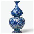 Vasi-Metallo-Smalto-32 x 32 x 60 cm-Blu-Azzurro-Bianco-Verde-Oro-Stile ornamentale floreale