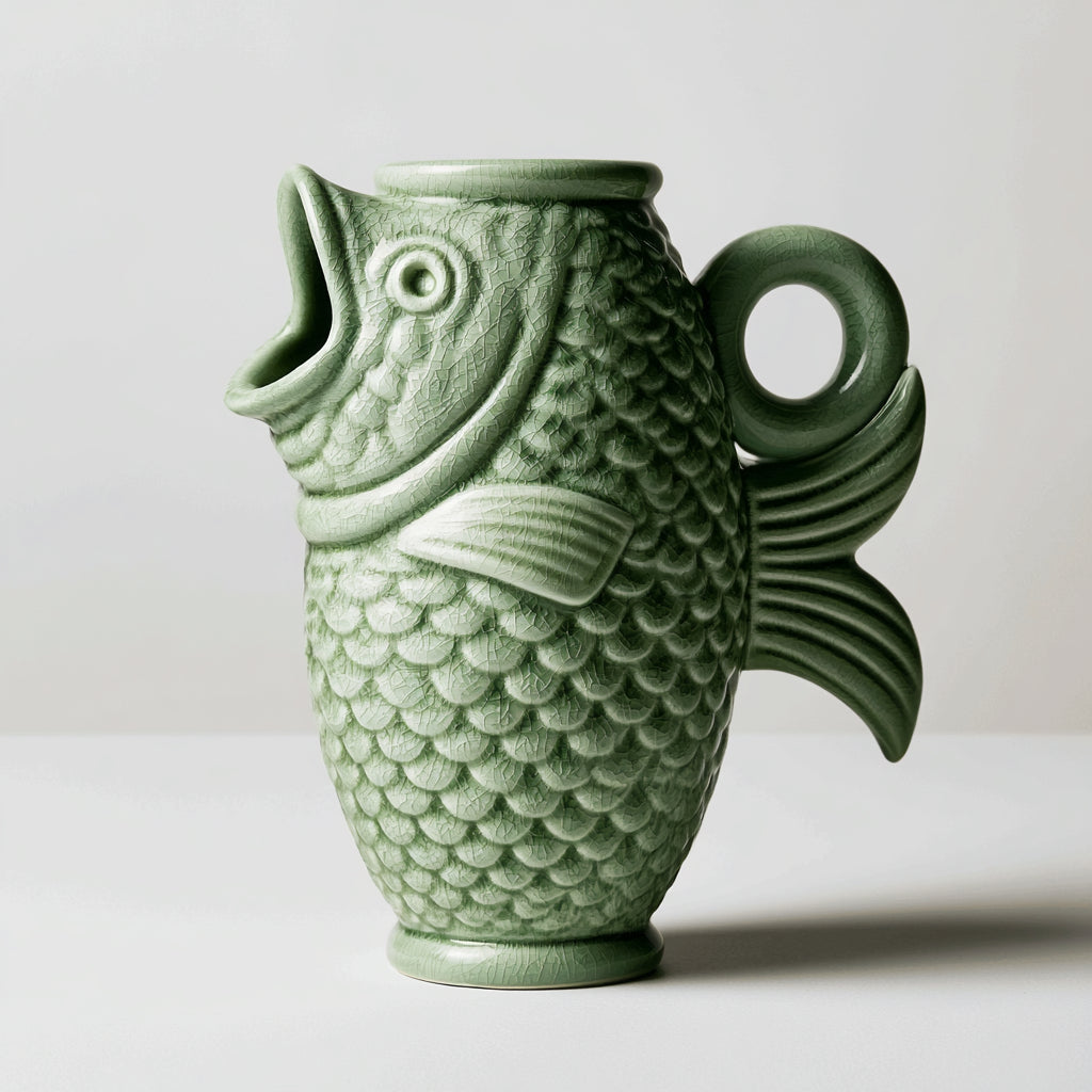 Vasi-Ceramica-29 x 16 x 30 cm-Verde chiaro-Stile pesce decorativo