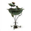 Mangiatoie per uccelli - metallo - 34x31x57 cm - verde-nero-bronzo - vintage floreale