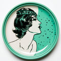 Piatti decorativi - Ceramica - 30x30x4 cm - turchese-avorio-nero - artistico