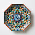 Piatti decorativi - Ceramica - 32x32x5 cm - turchese-blu-verde-arancione-bianco - marocchino