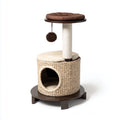 Mobili per gatti - legno-sisal-tessuto-rattan - 48x48x92 cm - beige-marrone - moderno con tiragraffi e cuccia