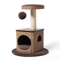 Mobili per gatti - legno-sisal-rattan-tessuto - 56x50x108 cm - beige-marrone-bianco - moderno con tiragraffi e cuccia