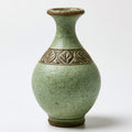 Vasi-Ceramica-17 x 17 x 32 cm-Verde chiaro-Marrone-Stile rustico inciso