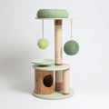 Mobili per gatti - legno-sisal-tessuto - 54x54x118 cm - verde chiaro-beige-marrone - moderno con tiragraffi e cuccia