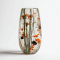 Vasi-Vetro-17 x 17 x 36 cm-Trasparente-Verde-Arancione-Stile botanico strutturato