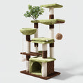Mobili per gatti - legno-sisal-peluche - 82x58x168 cm - verde-marrone-beige-bianco - moderno con tiragraffi e cuccia