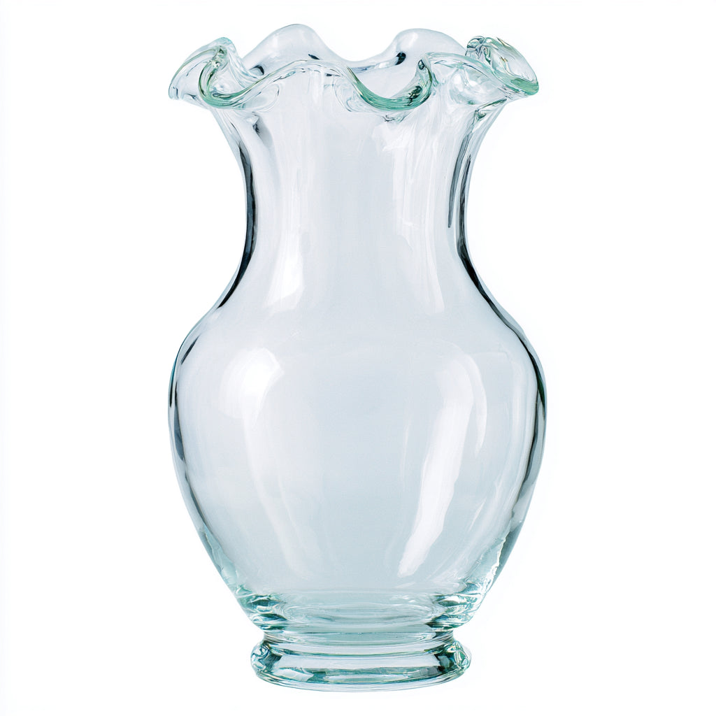 Vasi-Vetro-25 x 25 x 34 cm-Trasparente-Azzurro chiaro-Stile classico ondulato