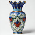 Vasi-Metallo-Smalto-27 x 27 x 42 cm-Blu-Azzurro-Verde-Rosso-Bianco-Oro-Stile ornamentale ondulato