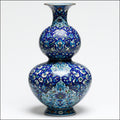 Vasi-Metallo-Smalto-31 x 31 x 58 cm-Blu-Azzurro-Verde-Bianco-Oro-Stile ornamentale a doppia zucca