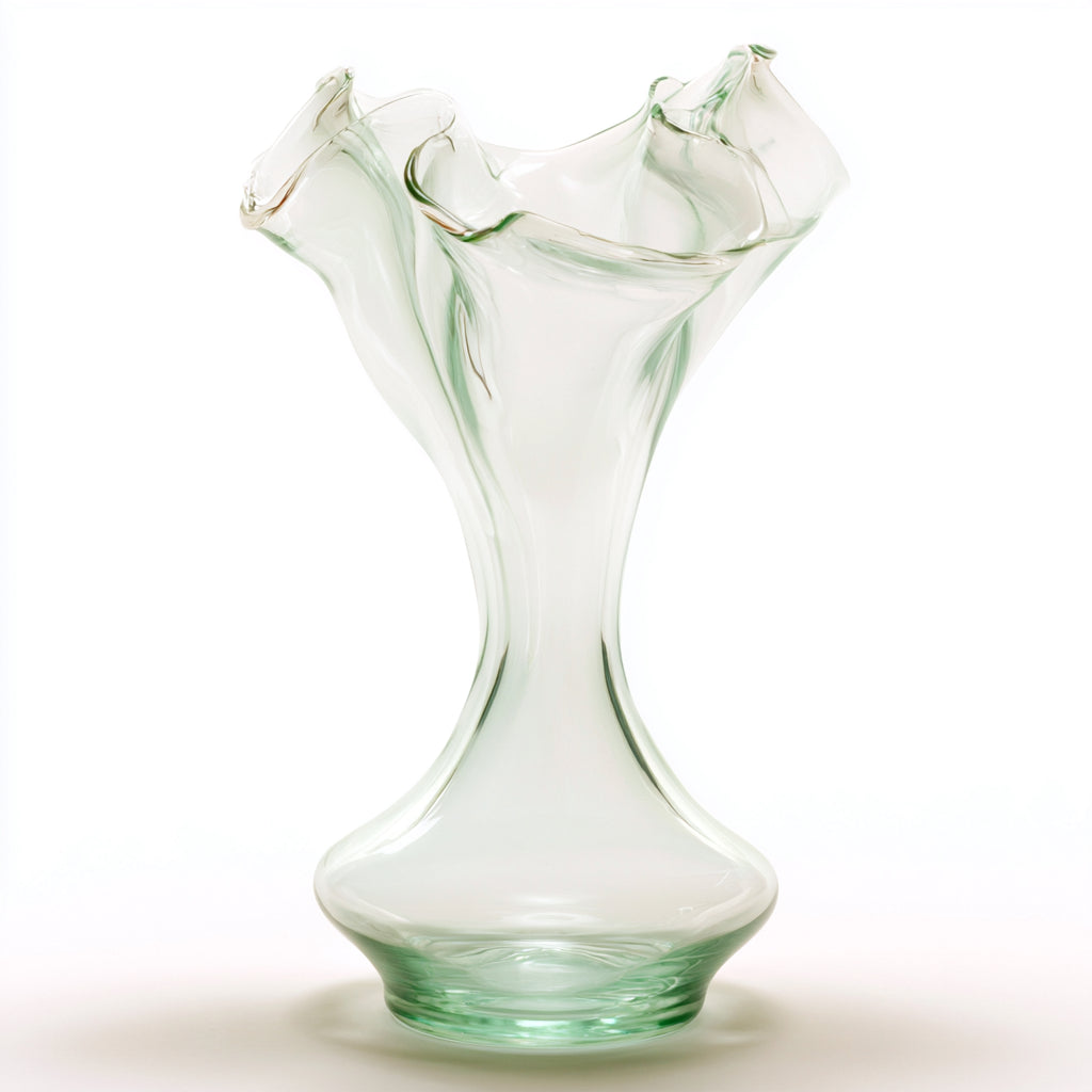 Vasi-Vetro-24 x 24 x 38 cm-Trasparente-Verde chiaro-Stile moderno ondulato